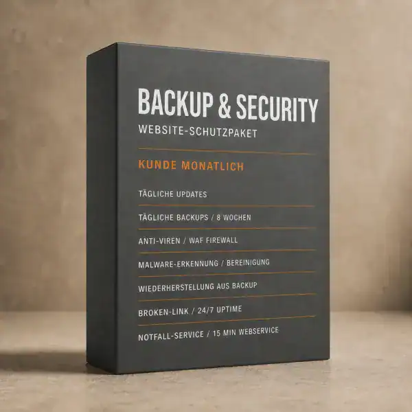 WordPress Backup- und Sicherheitsbox mit Schutzpaket für Websites.