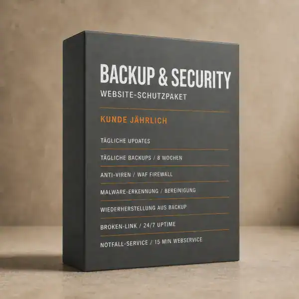 WordPress Backup- und Sicherheitsbox mit Schutzpaket.