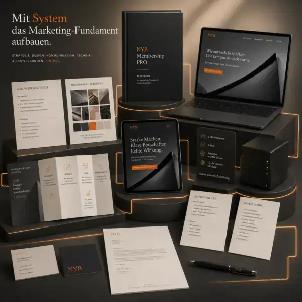 WordPress-Instanz mit Marketing-Tools und Präsentationsmaterialien.