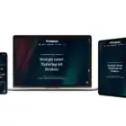 WordPress-Instanz auf Smartphone, Tablet und Laptop für digitales Marketing.